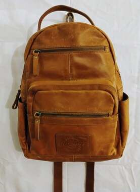 Rawlings Heritage Cognac Leather Backpack - Genuine Leather & Cotton Lining